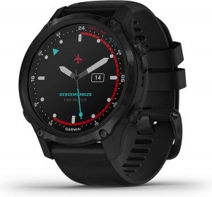 Garmin Descent Mk2S, Smaller-Sized Watch-Style Dive Computer, Multisport Training/Smart Features, Gray with Black Silicone Band, (010-02403-03)